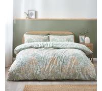Catherine Lansfield Forest Blossom Reversible Double Duvet Cover Set with Pillowcases Green