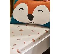 Catherine Lansfield Fox and Woodland Friends Fitted Sheet Cream - Single