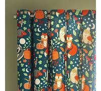 Catherine Lansfield Fox and Woodland Friends Fully Reversible Eyelet Curtains Green - 66 x 72 Inch - Green