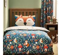 Catherine Lansfield Fox and Woodland Friends Reversible Single Duvet Cover Set with Pillowcase Green