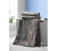 Catherine Lansfield Game Over Glow in the Dark Fleece Cosy Fleece 130x170 cm Blanket Throw Black