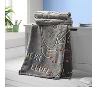 'Game Over' Glow in the Dark Fleece Cosy Fleece Blanket Throw Catherine Lansfield Black 130cm x 170cm