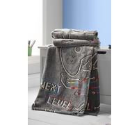 Catherine Lansfield 'Game Over' Glow in the Dark Fleece Cosy Fleece Blanket Throw in Black | Size: 130 cm x 170 cm Catherine Lansfield Black 130 cm x 170 cm