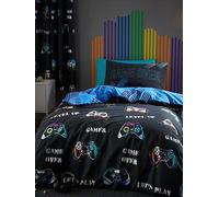 Catherine Lansfield Bedding Game Over Double Duvet Cover Set with Pillowcases Black