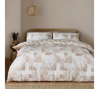 Catherine Lansfield Duvet Cover Set Sloane Geo Reversible with Pillowcases Double Natural