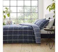 Catherine Lansfield Geometric Grid Duvet Cover Set 200 x 220 + 50 x 80 (2) and Fitted Sheet 140 x 200 cm White