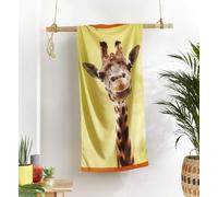 Catherine Lansfield Giraffe Beach Towel 76x160cm Yellow Soft 100% Cotton