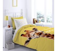 Catherine Lansfield Giraffe Plain Dyed White Oxford, Cotton, Yellow, 160x220+50x80+50x80