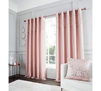 Catherine Lansfield Glitzy Eyelet Curtain 90x90 Inch Blush