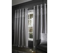 Catherine Lansfield Glitzy Sequin 66x90 Inch Lined Eyelet Curtains Two Panels Grey