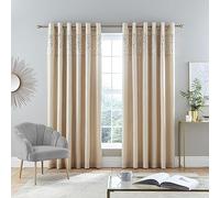 Catherine Lansfield Glitzy Sequin 66x54 Inch Lined Eyelet Curtains Two Panels Natural