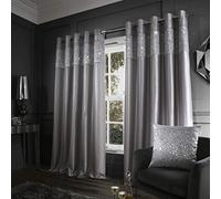 Catherine Lansfield Glitzy Eyelet Curtains, 66x90-Inch, Grey