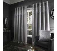 Catherine Lansfield Glitzy Sequin Lined Eyelet Curtains Grey