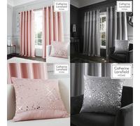 Catherine Lansfield Glitzy Sequin Lined Eyelet Curtains Grey