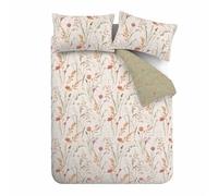 Catherine Lansfield Brushed Cotton Grasmere Floral Reversible Single Duvet Cover Set with Pillowcase Green