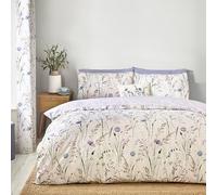 Catherine Lansfield Grasmere Floral Reversible Double Duvet Cover Set with Pillowcases Lilac