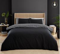 Catherine Lansfield Artemis Greek Key Reversible Double Duvet Cover Set with Pillowcases Black