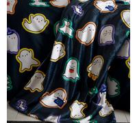 Catherine Lansfield Halloween Ghosts Cosy Fleece 130X170Cm Blanket Throw Black