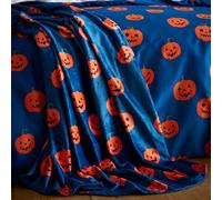 Catherine Lansfield Halloween Pumpkins Cosy Fleece 130x170cm Blanket Throw Navy Blue