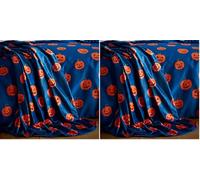 Catherine Lansfield Halloween Pumpkins Cosy Fleece 130x170cm Blanket Throw Navy Blue (Pack of 2)