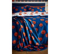 Catherine Lansfield Halloween Pumpkins Throw 130cm x 170cm Navy (Blue)