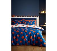 Catherine Lansfield Halloween Pumpkins Reversible Double Duvet Cover Set with Pillowcases Navy Blue