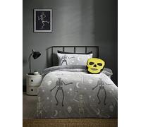 Catherine Lansfield Halloween Skeleton Fleece Duvet Set Grey