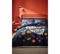 Catherine Lansfield Halloween Trick or Treat Reversible Single Duvet Cover Set with Pillowcase Black