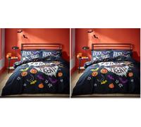 Catherine Lansfield Halloween Trick or Treat Reversible Single Duvet Cover Set with Pillowcase Black (Pack of 2)