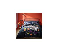 Catherine Lansfield Halloween Trick or Treat Reversible Single Duvet Cover Set with Pillowcase Black