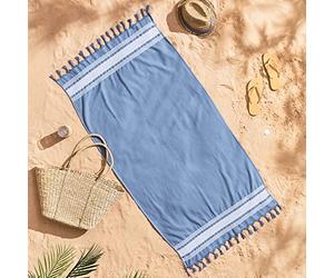 Catherine Lansfield Hammam Cotton Beach Towel Beach Towel Blue