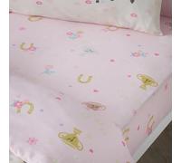 Catherine Lansfield Happy Horses Double Fitted Sheet Pink
