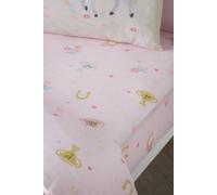 Catherine Lansfield Happy Horses Double Fitted Sheet Pink