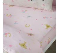 Catherine Lansfield Happy Horses Fitted Sheet Pink - Junior - Pink