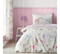 Catherine Lansfield Happy Horses Reversible Junior Duvet Cover Set with Pillowcase Cream