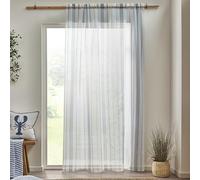 Catherine Lansfield – Slot Top Voile Curtain Panel – Harbour Stripe – White – 140 x 137 cm