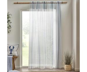 Catherine Lansfield Harbour Stripe 140 x 229 cm Slot Top Voile Curtain Panel White