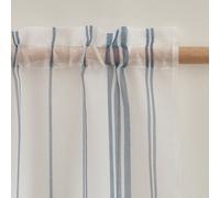 Catherine Lansfield Slot Top Voile Curtain Panel 'Harbour Stripe' White 140 cm width x 229 cm drop
