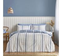 Catherine Lansfield Harbour Stripe Reversible Duvet Cover Set - Blue - Single
