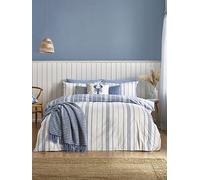 Catherine Lansfield Harbour Stripe Reversible Duvet Cover Set - Blue - Single