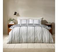 Catherine Lansfield Harbour Stripe Reversible Double Duvet Cover Set with Pillowcases Black