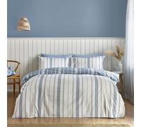 Catherine Lansfield 'Harbour Stripe' Reversible Duvet Cover Set in Blue | Size: Single Catherine Lansfield Blue Single