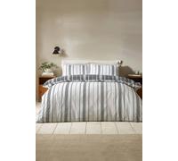 Catherine Lansfield Harbour Stripe Reversible Double Duvet Cover Set with Pillowcases Black