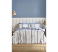 Catherine Lansfield 'Harbour Stripe' Reversible Duvet Cover Set in Blue | Size: Single Catherine Lansfield Blue Single