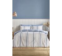 Catherine Lansfield Harbour Stripe Reversible King Duvet Cover Set with Pillowcases Blue