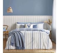 Catherine Lansfield Harbour Stripe Reversible Duvet Cover Set White/Blue