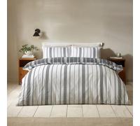 Catherine Lansfield Harbour Stripe Reversible King Duvet Cover Set with Pillowcases Black