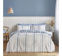 Catherine Lansfield Harbour Stripe Reversible Super King Duvet Cover Set with Pillowcases Blue