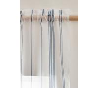 'Harbour Stripe' Slot Top Voile Curtain Panel Catherine Lansfield White 140cm width x 229cm drop