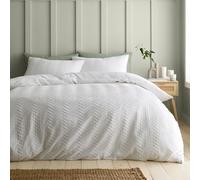 Catherine Lansfield Heatset Wave Double Duvet Cover Set with Pillowcases White